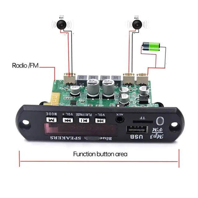 Picture of Gold-Ap55 TPA3116D2 Audio Music Player: 2x50w Dual Board With Built In Bluetooth, Usb, Sd-Card Slot & Remote Black