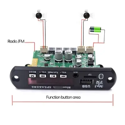 Picture of Gold-Ap55 TPA3116D2 Audio Music Player: 2x50w Dual Board With Built In Bluetooth, Usb, Sd-Card Slot & Remote Black