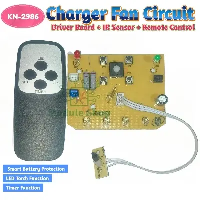 Picture of 2986-HS Rechargeable Fan Circuit update No Need Soldering Connector Type Remote Control Charger Fan Driver Board for 12V Battery BZ-2986HS-2-SMT KN-2986 For Benze Defender Kennedy Sunca Charger Fan 