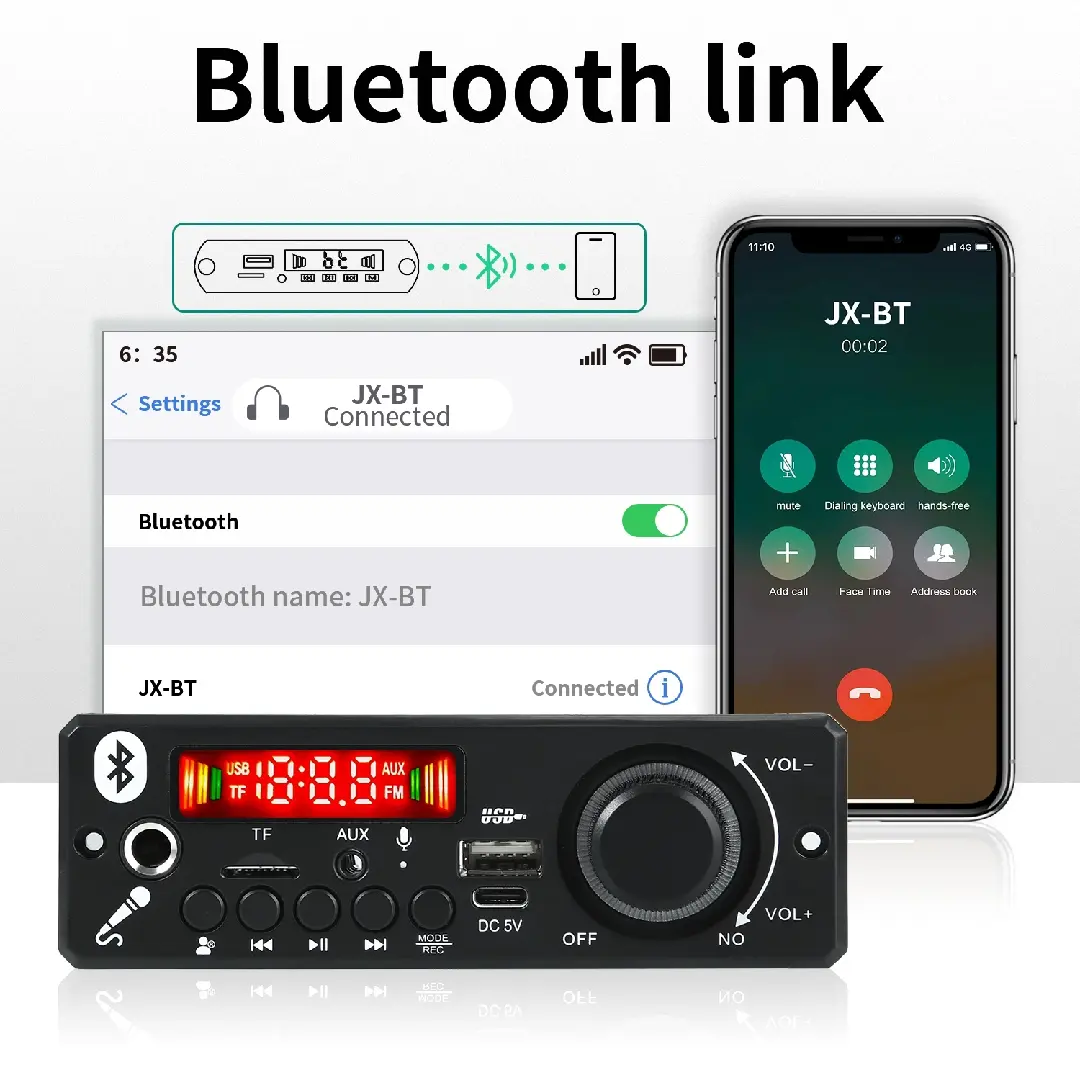 Picture of 6W Amplifier DC 5V MP3 WMA
Decoder Board Bluetooth 5.0 Audio Module USB TF Radio Wireless FM Receiver 2*3W MP3 Player For Car Multicolor