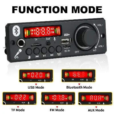 Picture of 6W Amplifier DC 5V MP3 WMA
Decoder Board Bluetooth 5.0 Audio Module USB TF Radio Wireless FM Receiver 2*3W MP3 Player For Car Multicolor