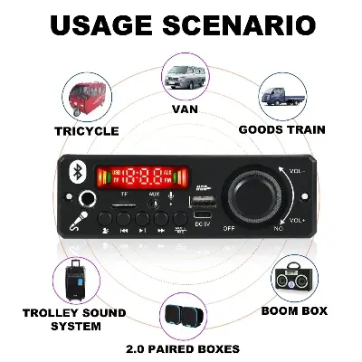 Picture of 6W Amplifier DC 5V MP3 WMA
Decoder Board Bluetooth 5.0 Audio Module USB TF Radio Wireless FM Receiver 2*3W MP3 Player For Car Multicolor