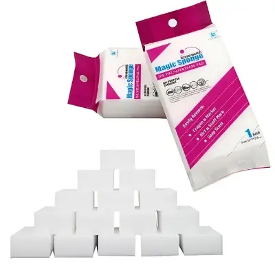 Picture of Magic Sponge Clean up car interiors, leather chairs, mirrors, seats, steering wheel, household appliances, wood surface, wall, doors, and floors, sofa, athletic shoes, purse, plastic surface, cups, etc. Multicolor