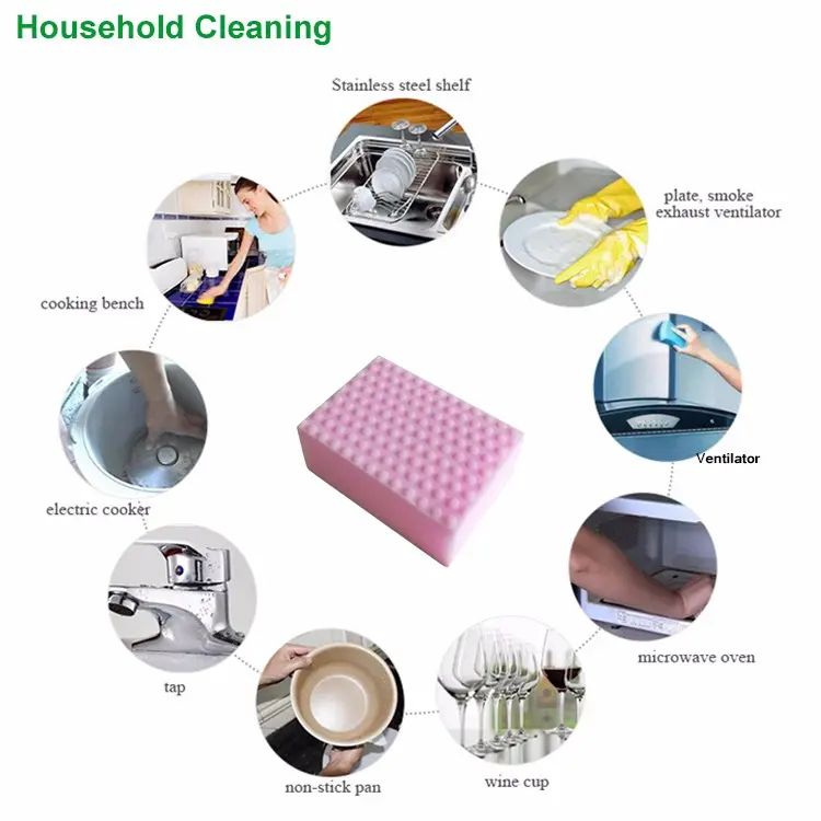 Picture of Magic Sponge Clean up car interiors, leather chairs, mirrors, seats, steering wheel, household appliances, wood surface, wall, doors, and floors, sofa, athletic shoes, purse, plastic surface, cups, etc. Multicolor