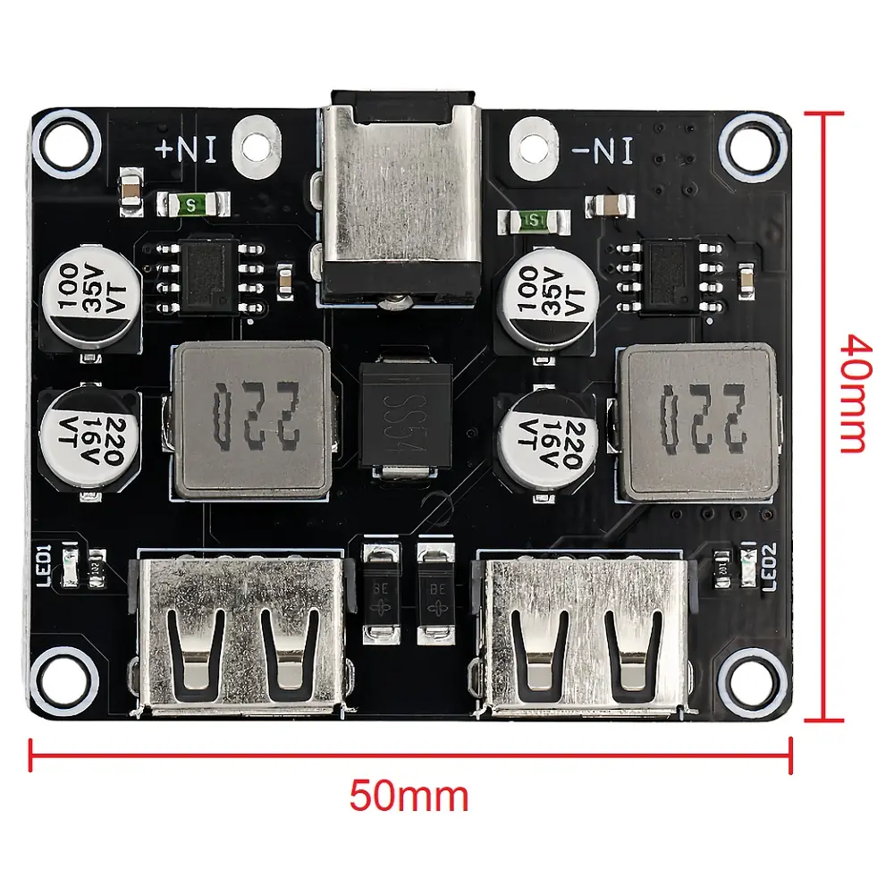 Picture of USB QC3.0 QC2.0 DC-DC Buck Converter Charging Step Down Module 6-32V 9V 12V 24V to Fast Quick Charger Circuit Board 5V 2-Channel 2 USB Output