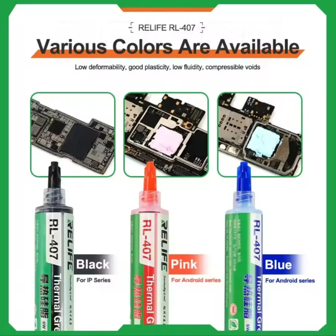 Picture of RELIFE RL-407 Thermal Silica CPU Cooling
Paste CPU PCB Electronic Components Cooling
General Thermal Silicone Silicone Paste 
