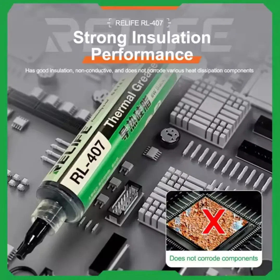 Picture of RELIFE RL-407 Thermal Silica CPU Cooling
Paste CPU PCB Electronic Components Cooling
General Thermal Silicone Silicone Paste 