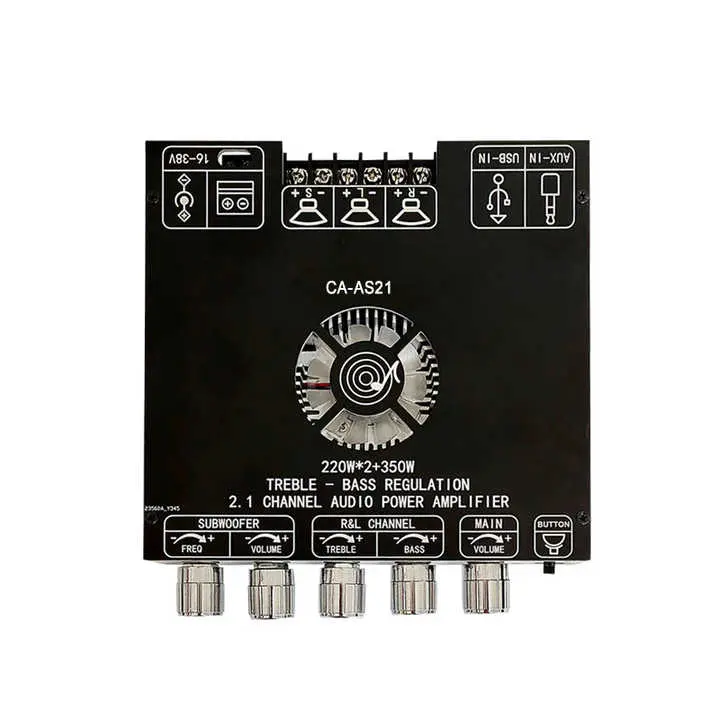 Picture of AS21 220W*2+350W 2.1 Channel TPA3255 16V-38V DC Bluetooth Digital Power Amplifier Board Module High and Low Tone Subwoofer Audio APP Similar ZK-AS21 CA-AS21 Multicolor