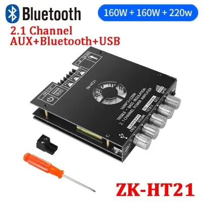 Picture of ZK-Ht21 2:1 160w*2 + 1x220w Sub-Woofer Digital Power Amplifier Board Dc15-36v Tda7498e Stereo Power Amplifier Module Bass Aux/usb Amplifier Bt5.0 Multicolor