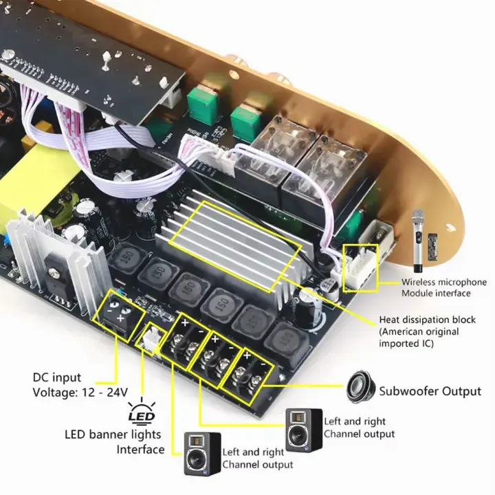Picture of D900 High-Power Home Amplifier with Imported IC for Bluetooth Board 2x50W+100W 2.1 Channel High and Low Tone Subwoofer Black