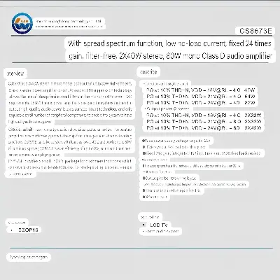 Picture of Chipstar cs8673e 16 পিন শক্তিশালী অডিও অ্যাম্প্লিফায়ার চিপ sop16 ব্যবহার করে ZK-502MT CA-502MT ZK-MT21 Black