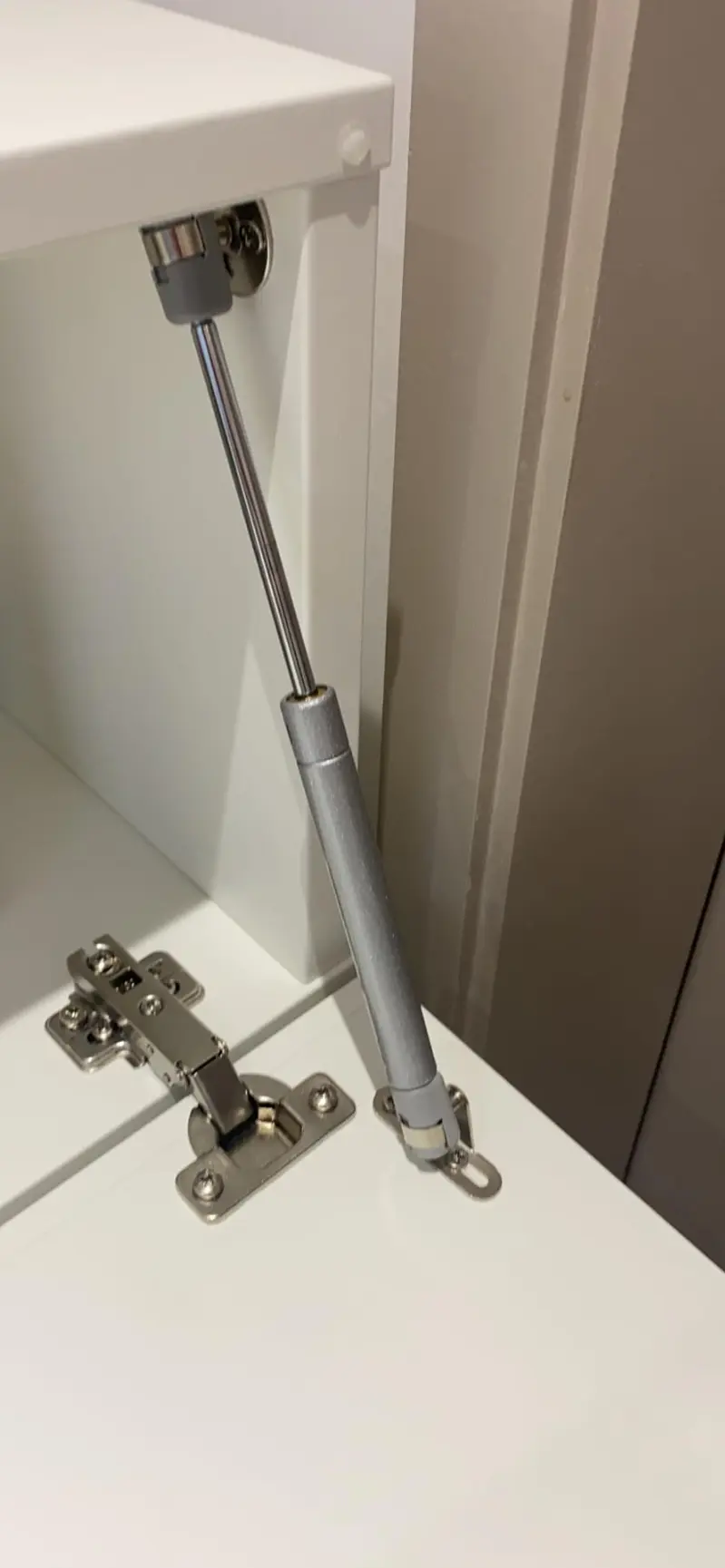 Picture of Hydraulic Gas Strut, 100N / 10kg, Silver, Front, Cabinet Door Shock Absorber, Kitchen Cabinet Soft Close Flap Spring 