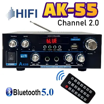 Picture of AK55 Audio Amplifier HiFi Stereo Channel 2.0 RMS70W*2 Bluetooth 5.3 AK-55 Support AUX/OPT/RCA Powered Subwoofer Power Amplifier Similar CA-MT21 ZK-TB21 ZK-502MT Black