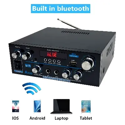 Picture of AK55 Audio Amplifier HiFi Stereo Channel 2.0 RMS70W*2 Bluetooth 5.3 AK-55 Support AUX/OPT/RCA Powered Subwoofer Power Amplifier Similar CA-MT21 ZK-TB21 ZK-502MT Black