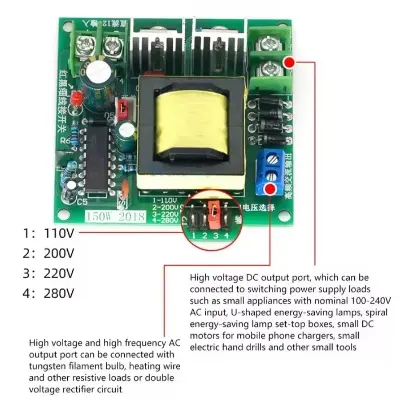 Picture of 150W DC-AC 12V to 110V 200V Converter Booster Module High Power Step Up Inverter Converter Constant Power Supply Regulator Multicolor