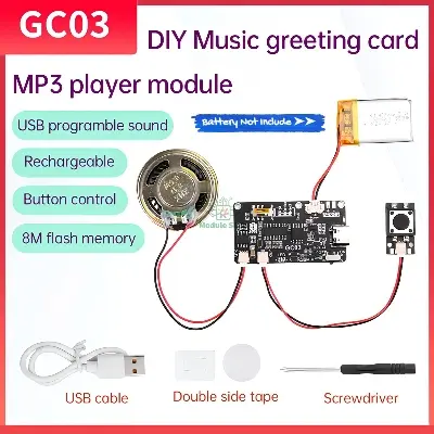 Picture of GC03 Recording Card Movement Creative Gift Christmas birthday Music Cover MP3 Download Voice Module TYPE-C with Speaker No Battery