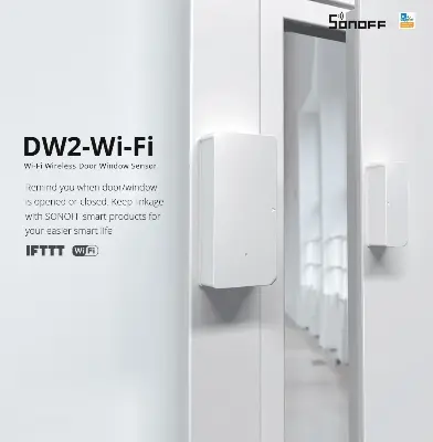 Picture of SONOFF DW1 433Mhz Door Window Wireless Automation Modules Sensor Compatible With RF Bridge for Smart Home Alarm Security E7WIN White