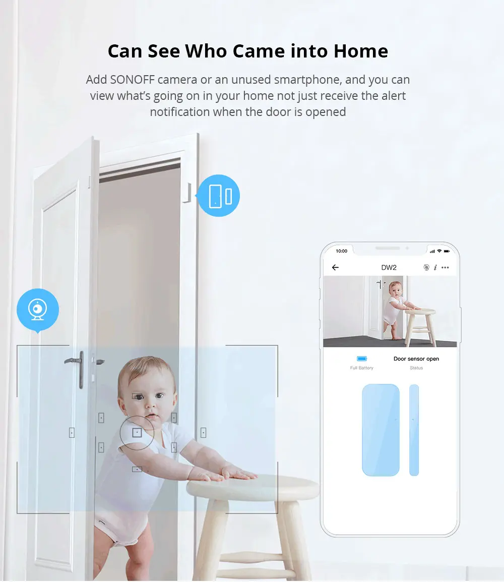 Picture of SONOFF DW1 433Mhz Door Window Wireless Automation Modules Sensor Compatible With RF Bridge for Smart Home Alarm Security E7WIN White
