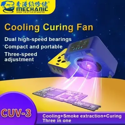 Picture of MECHANIC CUV-3 Rechargeable UV Curing Lamp and Cooling

Fan Heat Dissipation built-in 800mah Battery for Mobile Phone Tablet

Motherboard Green Oil Curing Repair Tools Multicolor