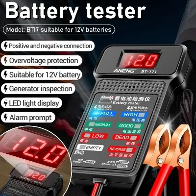 Picture of Battery Tester LED Digital Auto Battery Analyzer Charging Cranking System Tester 12V Car Battery Checker Diagnostic Tools Similar BT-171 
