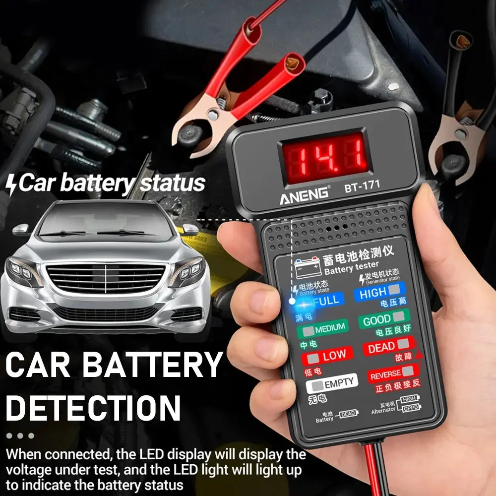 Picture of Battery Tester LED Digital Auto Battery Analyzer Charging Cranking System Tester 12V Car Battery Checker Diagnostic Tools Similar BT-171 