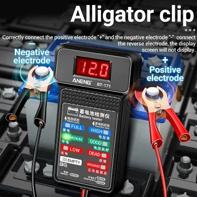 Picture of Battery Tester LED Digital Auto Battery Analyzer Charging Cranking System Tester 12V Car Battery Checker Diagnostic Tools Similar BT-171 