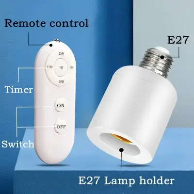 Picture of E27 60W Wireless Remote Control Smart Timer Switch 85V-265V Lamp Holder Multi Light Switch Baby Room Bedroom Home Smart Timer Switch Multicolor