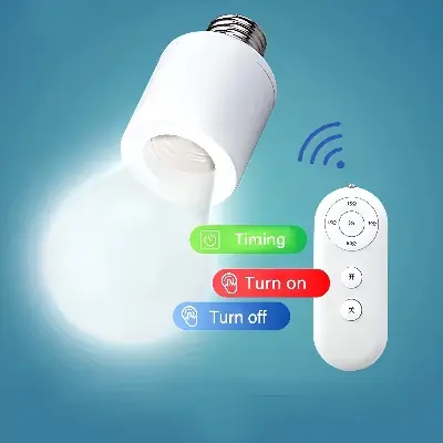 Picture of E27 60W Wireless Remote Control Smart Timer Switch 85V-265V Lamp Holder Multi Light Switch Baby Room Bedroom Home Smart Timer Switch Multicolor