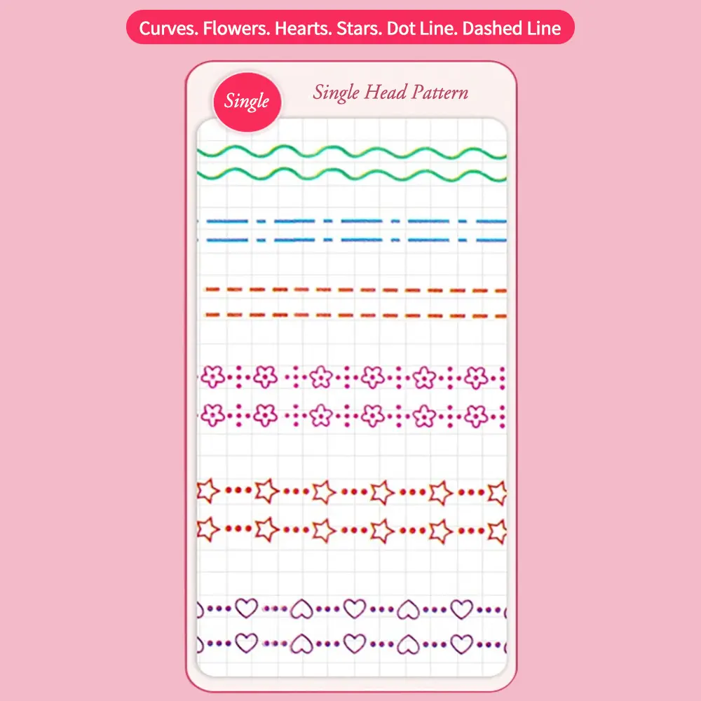 Picture of 6Pcs/Set Flower Line Shape Highlighter Pen Roller Tip Curve Liner Marker Kawaii Korean Stationery School Office Supplies Gifts Multicolor