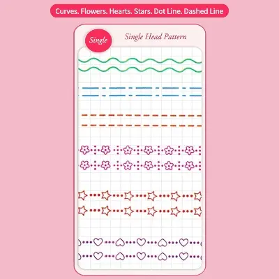 Picture of 6Pcs/Set Flower Line Shape Highlighter Pen Roller Tip Curve Liner Marker Kawaii Korean Stationery School Office Supplies Gifts Multicolor