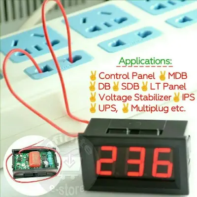 Picture of Digital AC Voltmeter RED 0.56 inch LED Display 70v-500v For SDB DB MB Control Panel Measuring Live AC Voltage Red