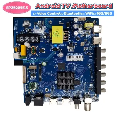 Picture of SP35229E.5 Bluetooth Vouce Control Smart WiFi LED TV Board with 35-110V Backlight Voltage and 1G + 8G Android 14 for 25W 35W 50W 32-42 Inches 