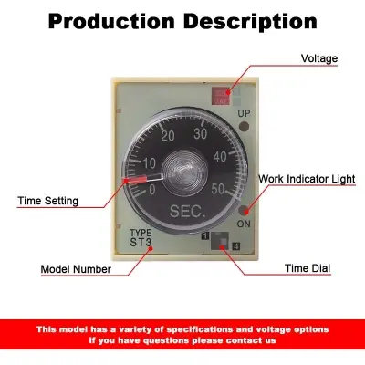 Picture of ST3P A Multi-Function Timer Relay with Base Socket AC220v /Off Delay Modes & 8-Pin Configuration Options 