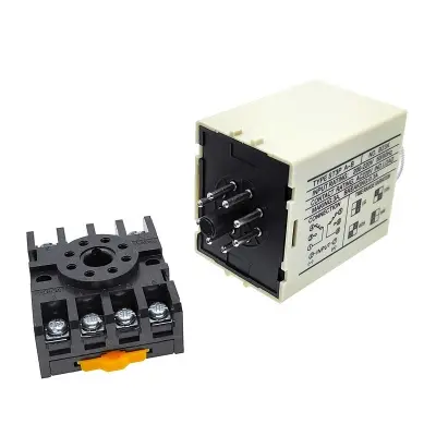Picture of ST3P A Multi-Function Timer Relay with Base Socket AC220v /Off Delay Modes & 8-Pin Configuration Options 