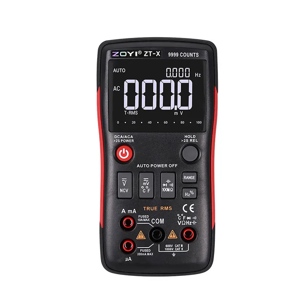Picture of ZT-X is a professional multimeter with easy-to-access buttons for students, electricians and maintenancers. CAT II 600V, TRUE-RMS multimeter that includes an easy-to-use interface with buttons, A lighting screen of 3 kinds of displays,  One-hand operation Multicolor