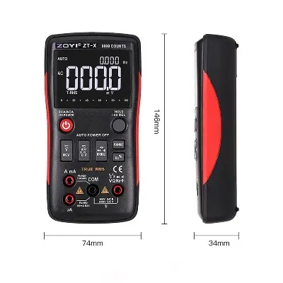Picture of ZT-X is a professional multimeter with easy-to-access buttons for students, electricians and maintenancers. CAT II 600V, TRUE-RMS multimeter that includes an easy-to-use interface with buttons, A lighting screen of 3 kinds of displays,  One-hand operation Multicolor