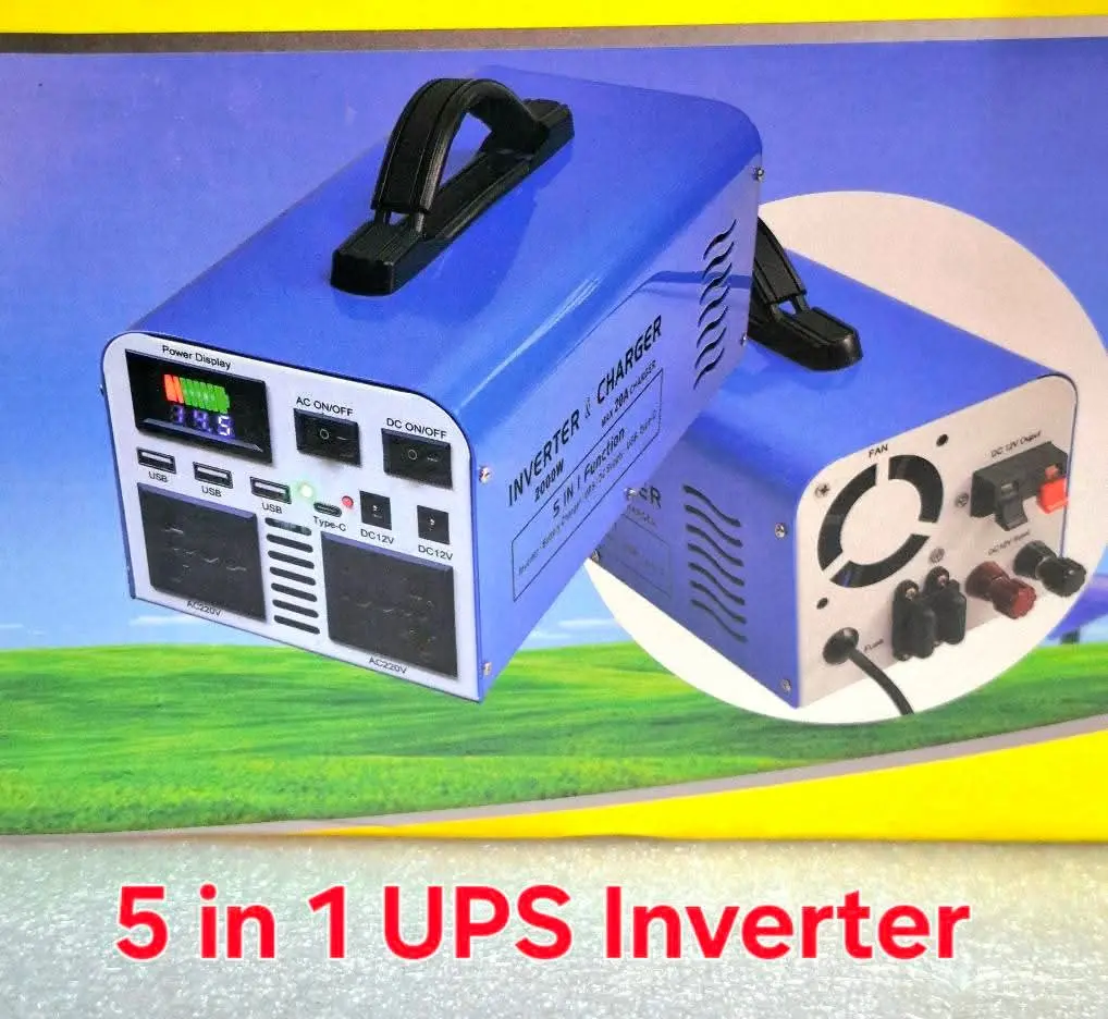 Picture of Solar Power IPS Inverter UPS Battery Charger 12V to 220V 2000~3000W Solar Input 12V Battery Input Battery Lever Information Display USB Type C Port Mobile Charging Facilities 