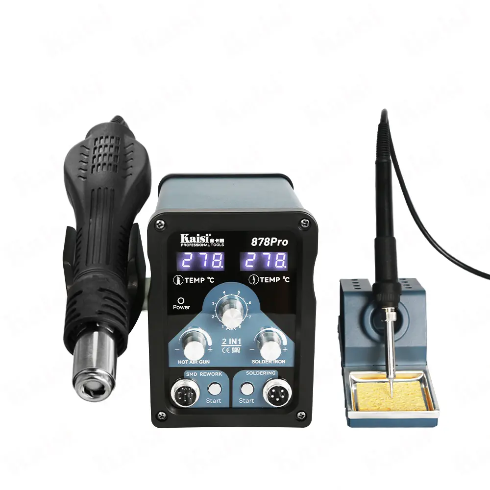 Picture of Kaisi 878 Pro 220V 2 in 1 Hot Air SMD Rework Station Soldering Station Maintenance System for Specially Made for Mobile CPU Rework Multicolor