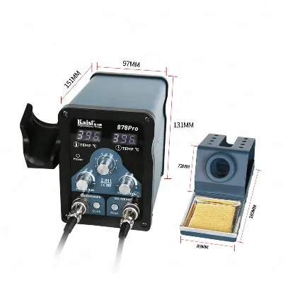 Picture of Kaisi 878 Pro 220V 2 in 1 Hot Air SMD Rework Station Soldering Station Maintenance System for Specially Made for Mobile CPU Rework Multicolor