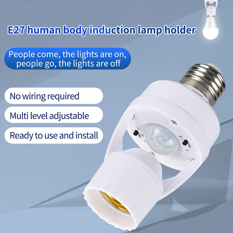 Picture of 360 Degrees Human Induction Motion Sensor Lamp Socket Base AC85-265V Delay Time Switch E27 Base Holder Socket Adapter White