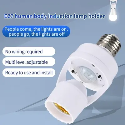 Picture of 360 Degrees Human Induction Motion Sensor Lamp Socket Base AC85-265V Delay Time Switch E27 Base Holder Socket Adapter White