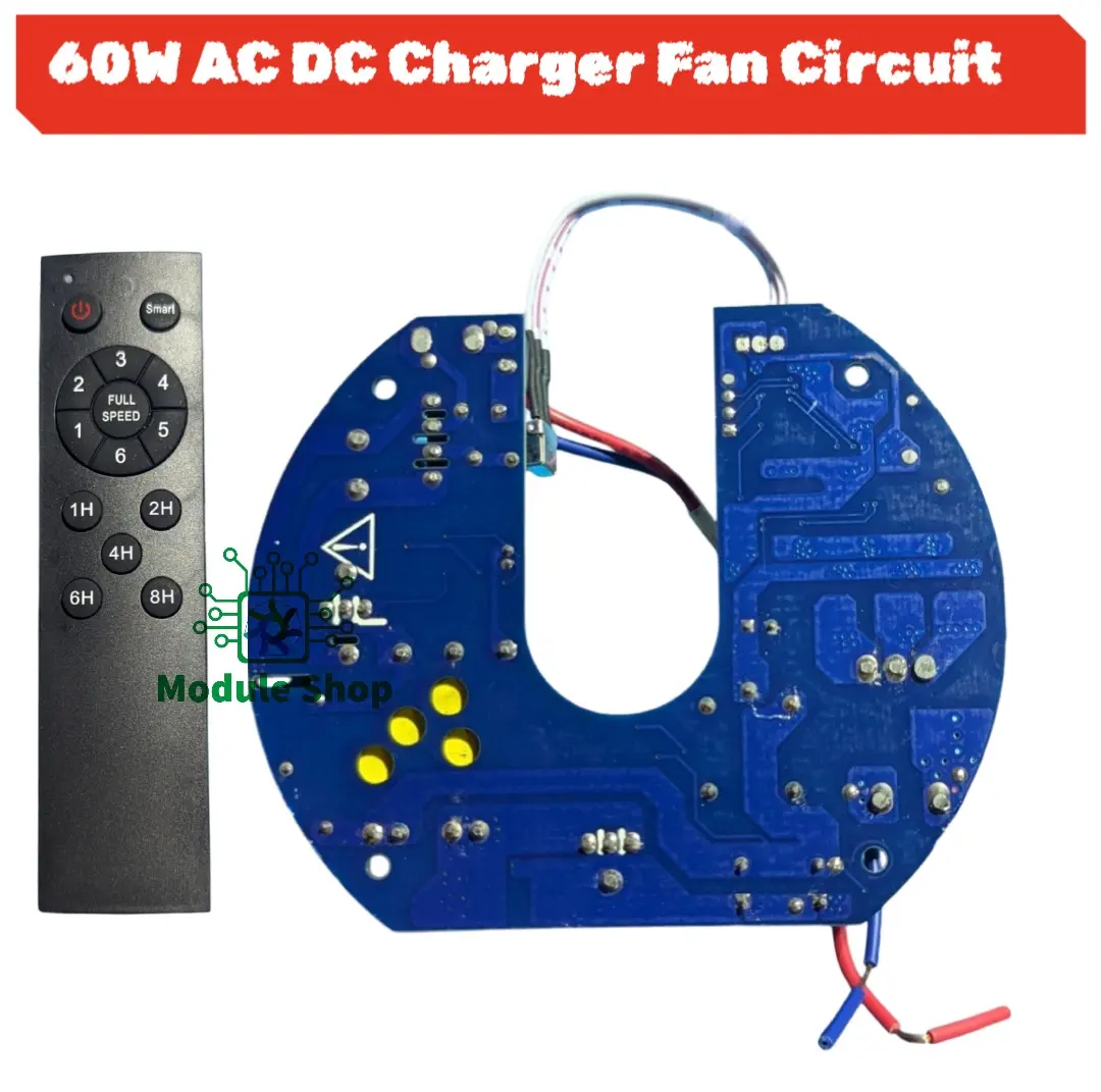 Picture of AC DC Ceiling Fan Circuit Solar Charger Fan Driver Board Battery Input DC 12V 3A 60W AC 220 Remote Control Speed Time Control with Battery Charging Facilities Multicolor