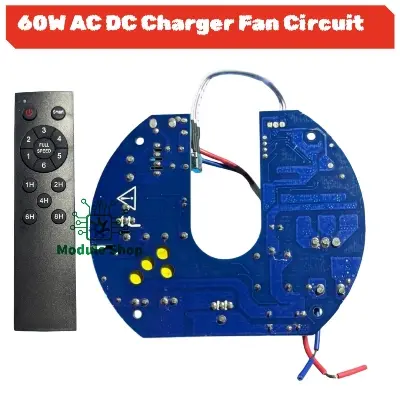 Picture of AC DC Ceiling Fan Circuit Solar Charger Fan Driver Board Battery Input DC 12V 3A 60W AC 220 Remote Control Speed Time Control with Battery Charging Facilities Multicolor