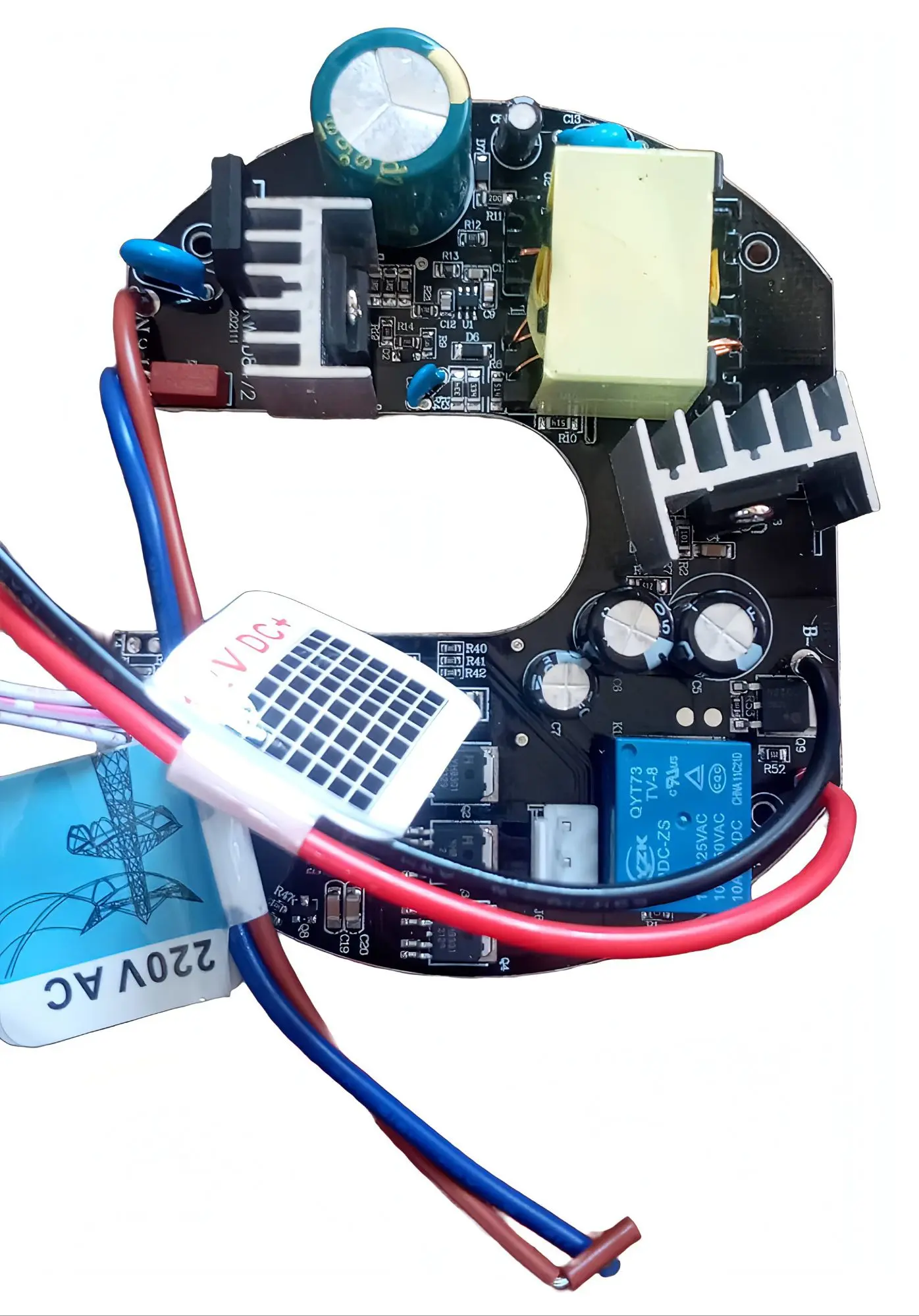 Picture of AC DC Ceiling Fan Circuit Solar Charger Fan Driver Board Battery Input DC 12V 3A 60W AC 220 Remote Control Speed Time Control with Battery Charging Facilities Multicolor