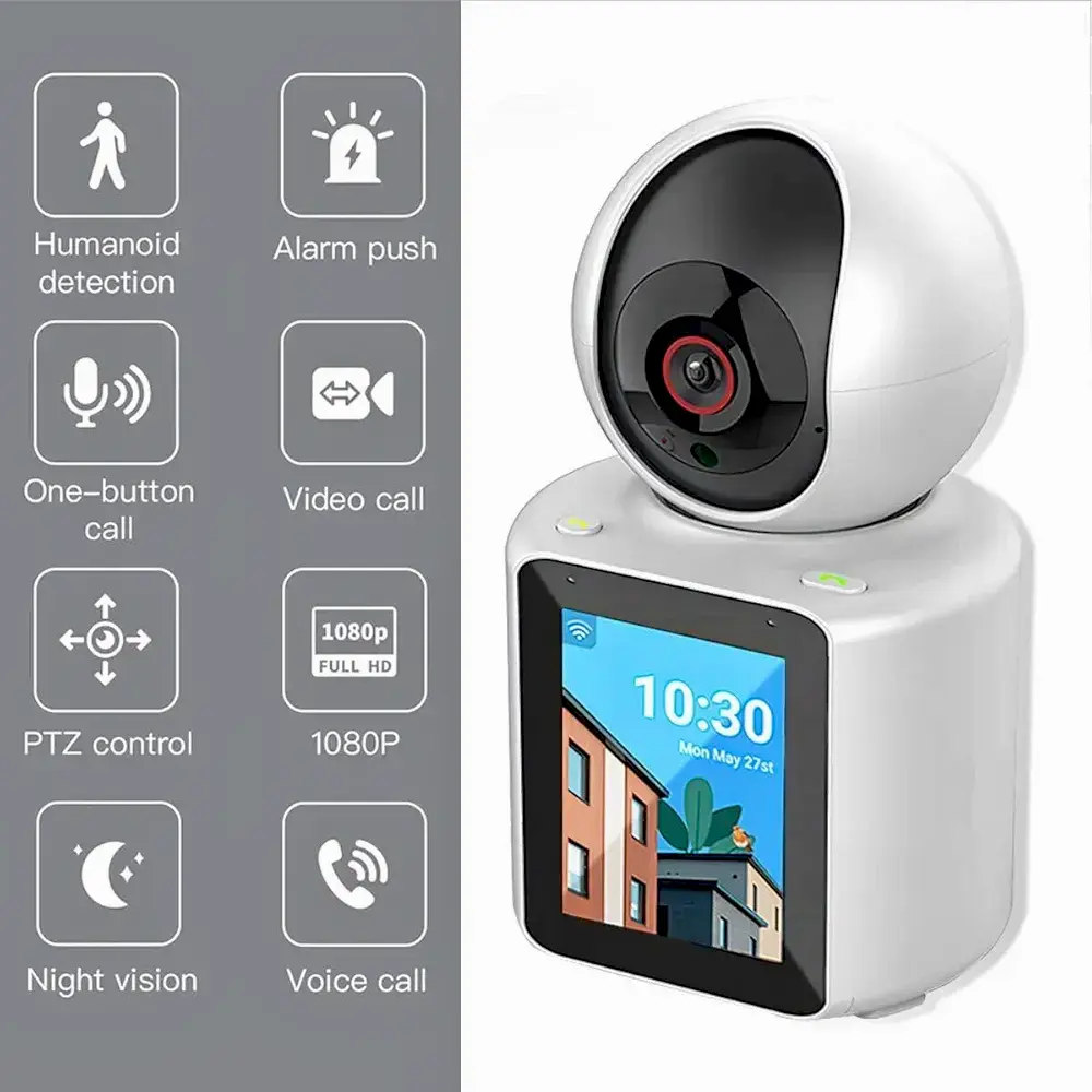 Picture of Video Calling 4G/WiFi PTZ Indoor Security Camera 1080P Full HD,AI Auto Tracking,2.8inch HD Display and Two-Way Video Calling, Human/Pet AI Ideal for Baby Monitor/Pet Camera/Home Video IP