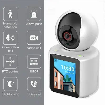 Picture of Video Calling 4G/WiFi PTZ Indoor Security Camera 1080P Full HD,AI Auto Tracking,2.8inch HD Display and Two-Way Video Calling, Human/Pet AI Ideal for Baby Monitor/Pet Camera/Home Video IP