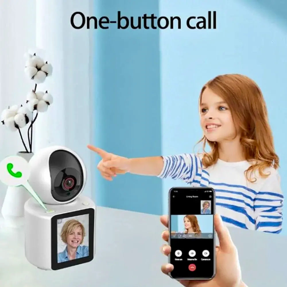 Picture of Video Calling 4G/WiFi PTZ Indoor Security Camera 1080P Full HD,AI Auto Tracking,2.8inch HD Display and Two-Way Video Calling, Human/Pet AI Ideal for Baby Monitor/Pet Camera/Home Video IP