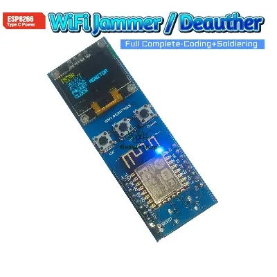 Picture of ESP-12F Wifi Module Type B Power Ready to Use Using Esp8266 D1 Mini Wifi Deauther with Coding + Soldering for Learning Developemt Educational Purpose With Soldering