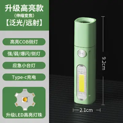 Picture of Dingneng DN-Li135 is a mini USB Rechargeable LED Torch Adjustable Zoom Type C Charging that uses a lithium battery It is a compact, lightweight flashlight typically marketed for general use and as a portable emergency light Multicolor