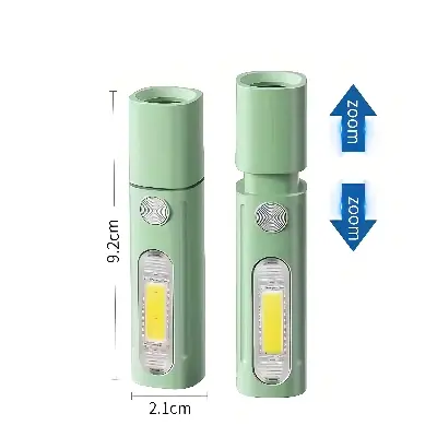 Picture of Dingneng DN-Li135 is a mini USB Rechargeable LED Torch Adjustable Zoom Type C Charging that uses a lithium battery It is a compact, lightweight flashlight typically marketed for general use and as a portable emergency light Multicolor